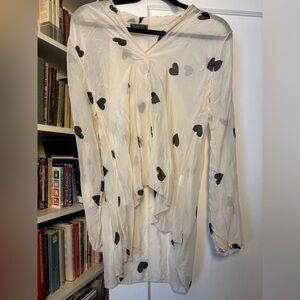 Black Heart Print Women's Top